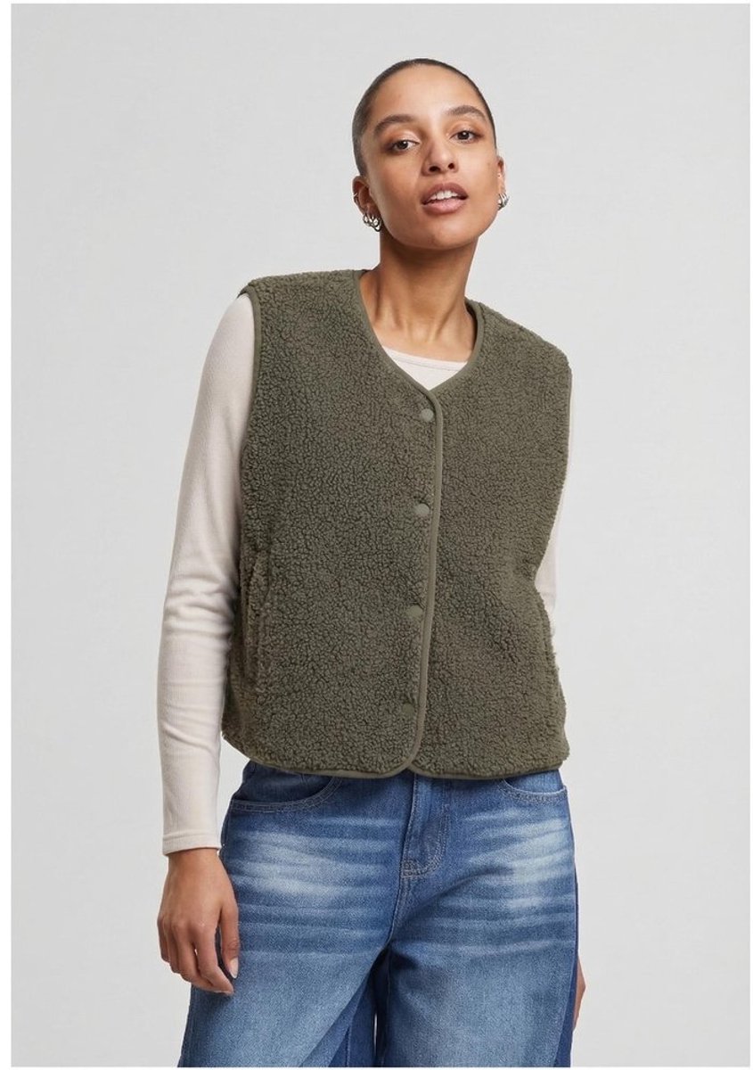 Urban Classics Buttoned Teddy Mouwloos jacket 4XL Olijfgroen