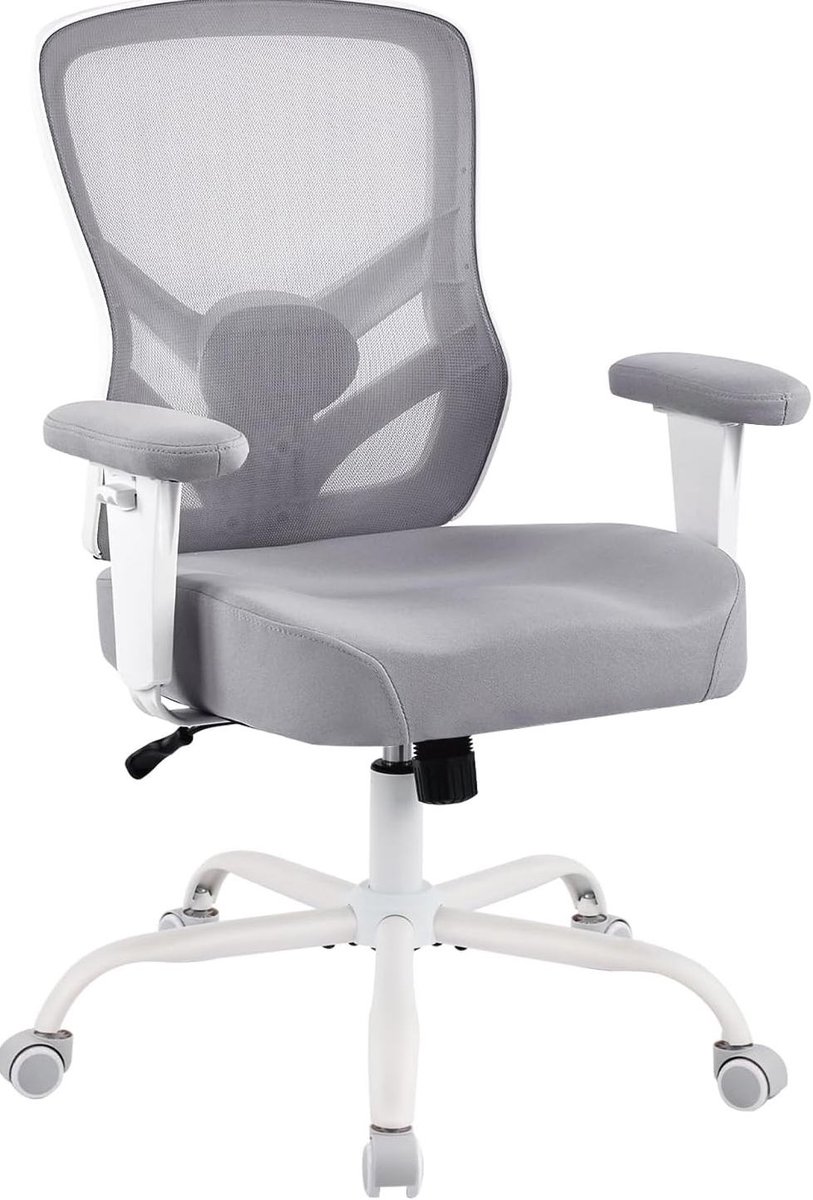 STILVORA Bureaustoel 67 x 67 x 98,47 Cm - Ergonomisch Met Mesh Rugleuning, 2D Armleuningen En Verstelbare Lendensteun - Voor Thuiskantoor - Grijs