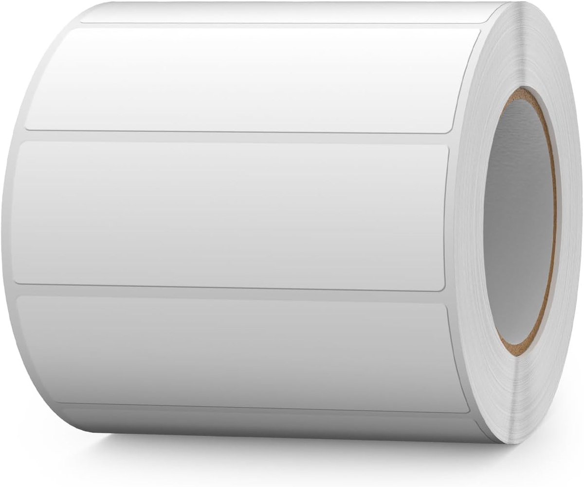 Pack of 1000 white rectangular stickers 76 x 25 mm self-adhesive - ShopVlot