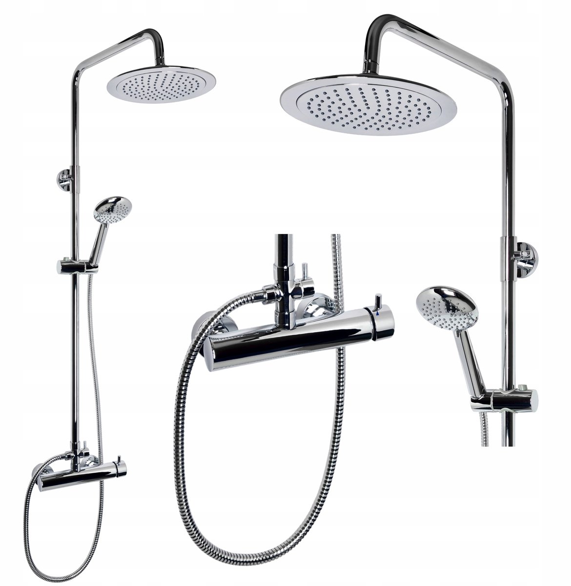 Doucheset met Thermostatische Kraan, Regendouche & Handdouche - Chroom