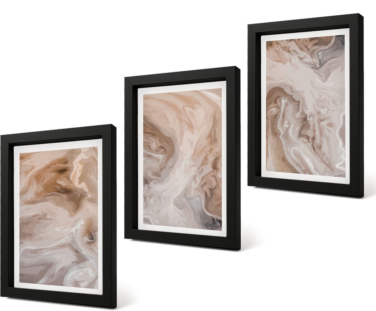 Coloray 4-Delige Schilderij Set - Abstracte marmerpatronen, steentexturen - 20 x 30 cm - Muurdecoratie - Wanddecoratie - Slaapkamer - Moderne Wanddecoratie
