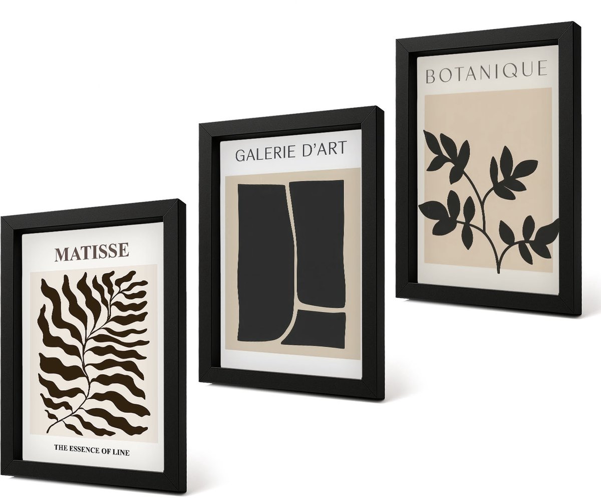 Coloray 4-Delige Schilderij Set - Minimalistische posters met plantenpatronen en abstracte kunst. - 20 x 30 cm - Decoratieve Muurdecoratie - Slaapkamer - Stijlvolle Muurdecoratie