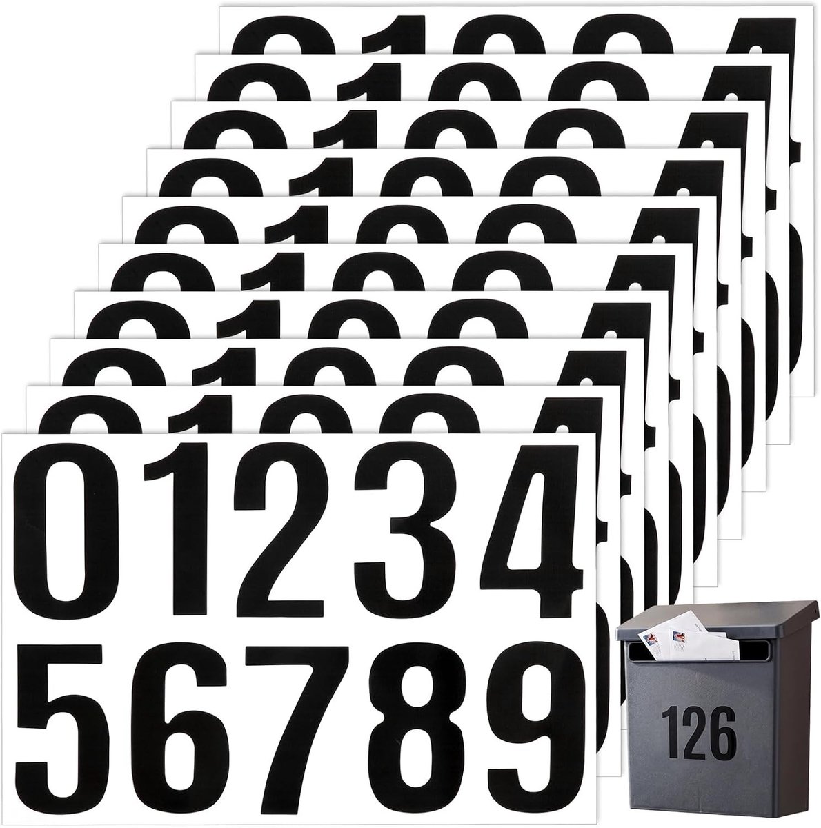 Cijferstickers - Zwart - 7,6 cm - Zelfklevend Vinyl - Voor Adressering en Labeling