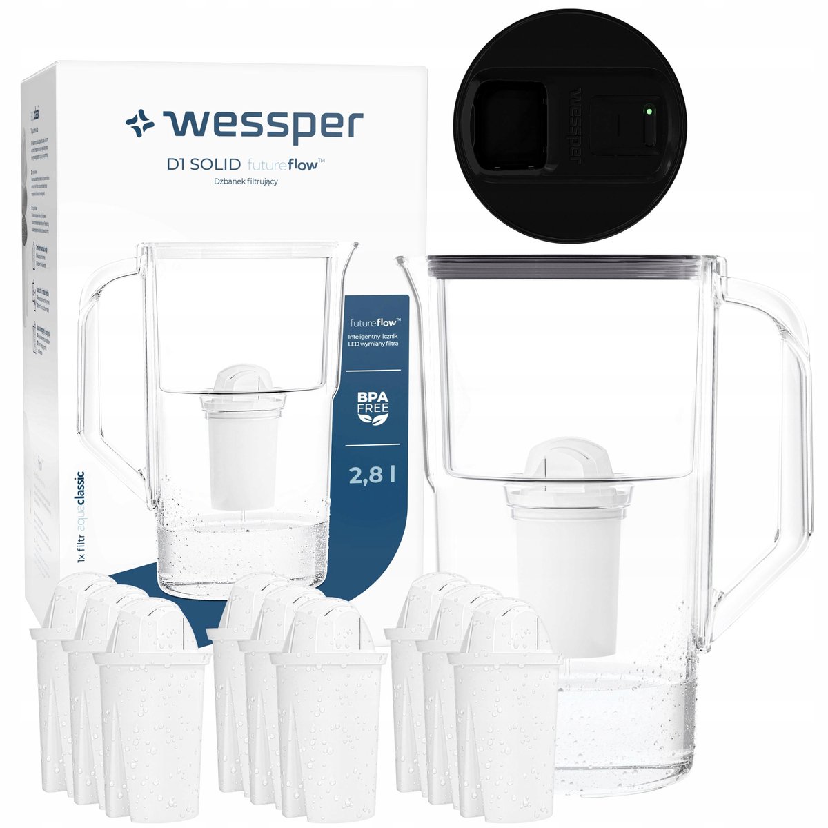Wessper D1 SOLID FutureFlow 2,8L Waterfilterkan + 10x Aquaclassic Filter