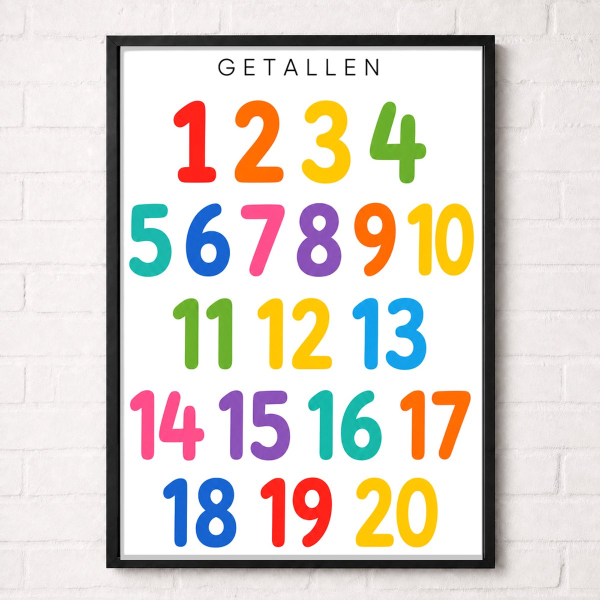Getallen Educatieve Poster voor Kinderen - Leren - groep 1 t/m 3 (4-7 jaar) - A1+ 61 x 91,5 cm