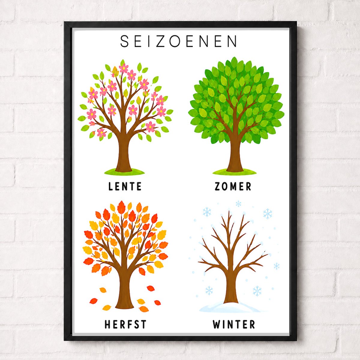 De Vier Seizoenen Educatieve Poster voor Kinderen - Leren - groep 1 t/m 5 (4-9 jaar) - A2+ 43,2 x 61 cm