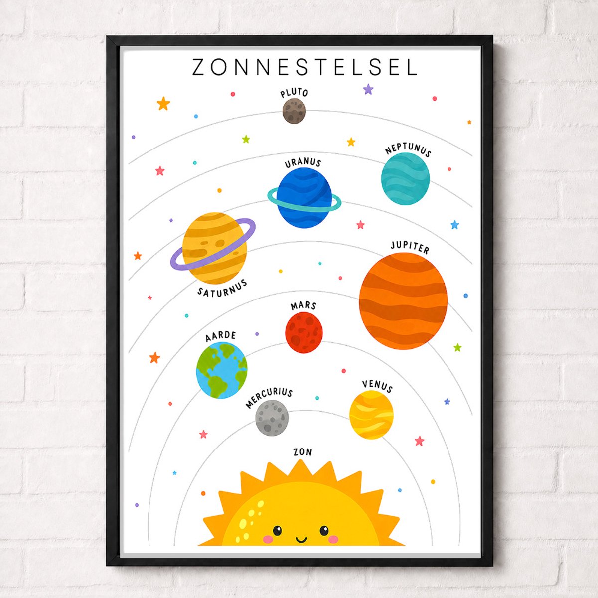 Het Zonnestelsel Educatieve Poster voor Kinderen - Leren - groep 4 t/m 8 (7-12 jaar) - A1+ 61 x 91,5 cm