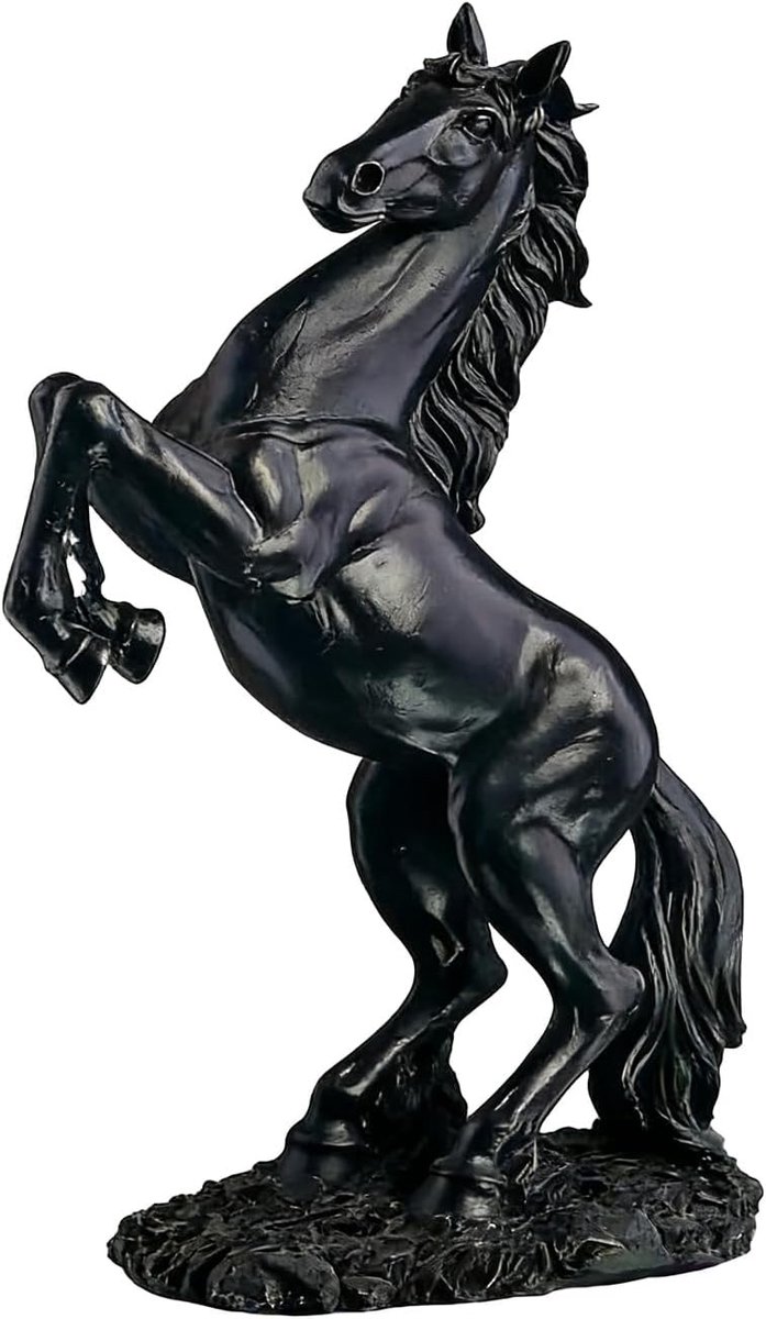 Black Horse Sculpture Bow Statue - Resin Animal Figure for Decoration Home, Decorative Statues for Living Room, Shelf - ShopVlot