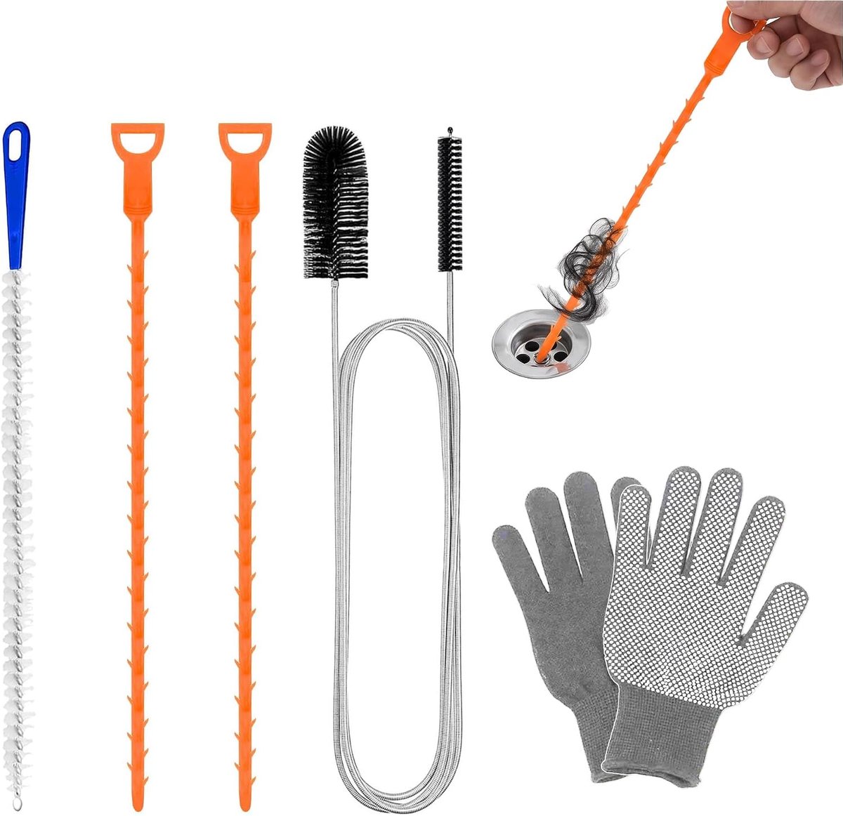 Afvoerreiniger, spiraal, 5-delig, spiraal, afvoer, buisreiniging - ShopVlot