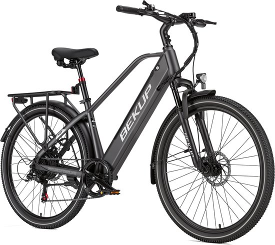 Bekup V2 Elektrische Fiets - 26" Banden - 250W Motor - 25km/h Maximale Snelheid - 36V14.5AH Accu -Actieradius Tot 75 Km - Shimano 7 Versnellingen - Mechanische Schijfremmen - Grijs — afbeelding 2