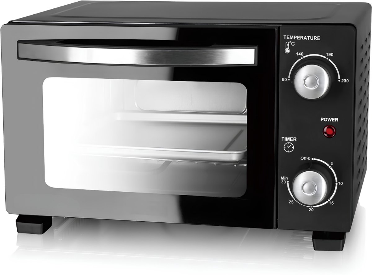 TYR® Mini Oven - Instelbare Thermostaat - Compacte Elektrische Oven - Zwart - 23cm x 37cm x 31cm