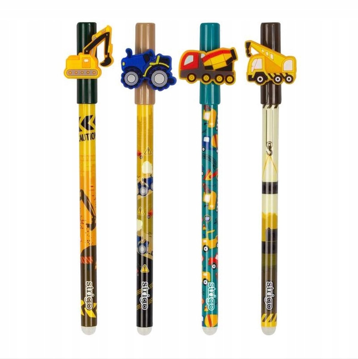 Set van 4 Uitwisbare Pennen met Bouwmachines