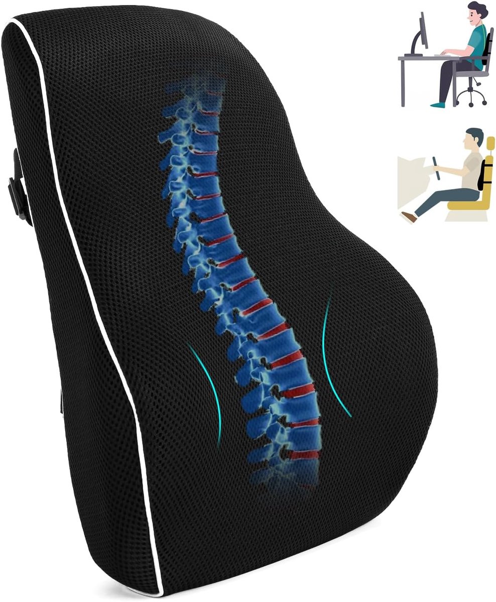 Ergonomic Memory Foam Back Cushion Memory Foam Back Cushion for Office Chair Sofa with Anti-Static, Skin-friendly - ShopVlot