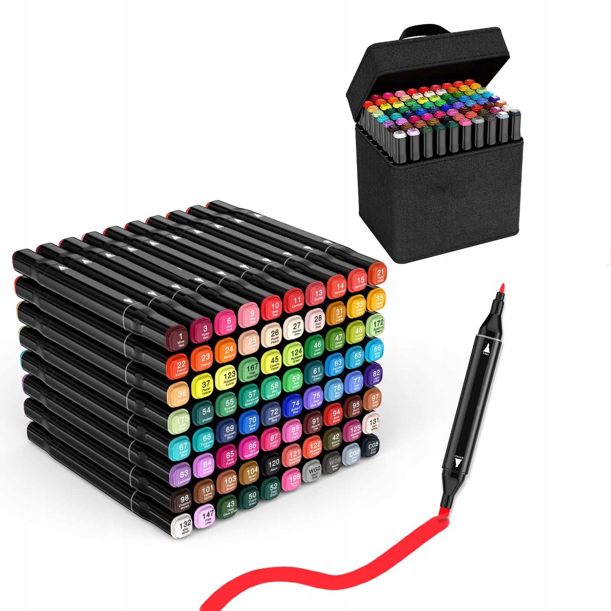80 Kleuren Markers Set voor Graffiti & Tekenen - Dubbele Punten