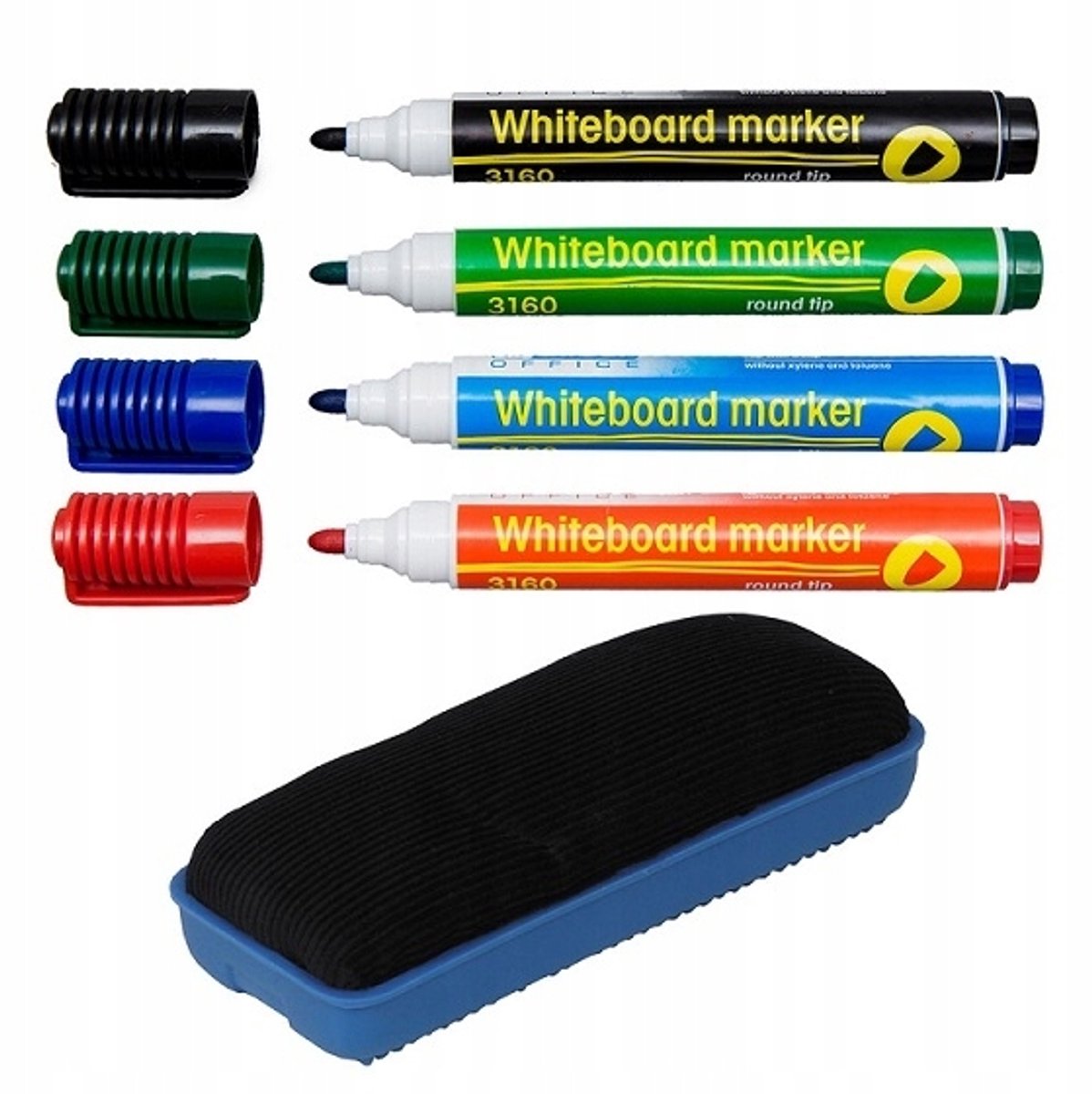 Set van 4 Stuks Whiteboard Markers met Gum, Sneldrogend