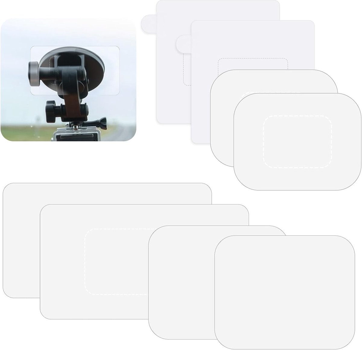 8 stuks elektrostatische stickers voor dashcam, transparante statische folie - ShopVlot