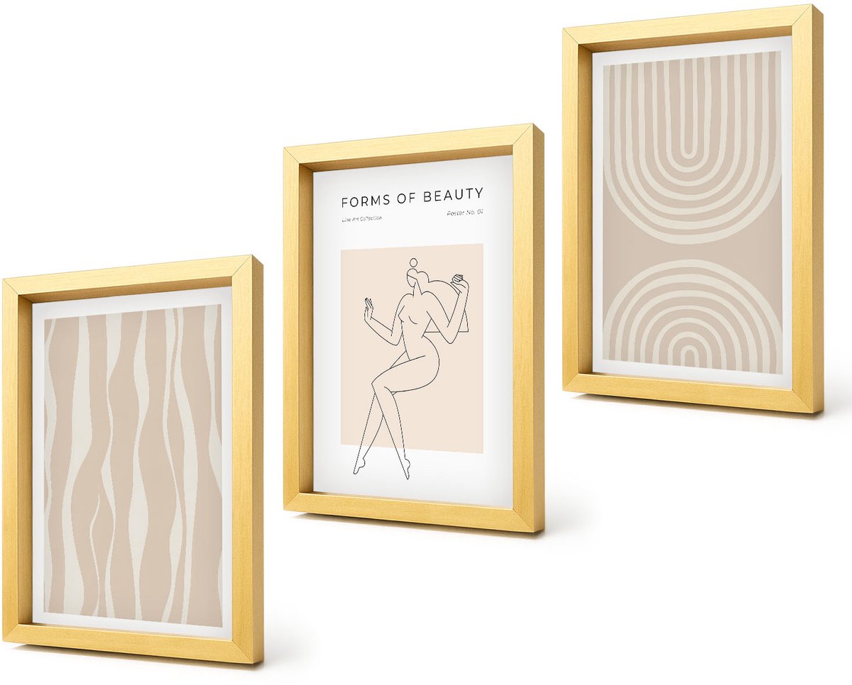 Coloray 4-Delige Schilderij Set - Abstracte patronen, delicate boho-decoraties - 20 x 30 cm - Wanddecoratie - Muurdecoratie - Moderne Interieurdecoratie