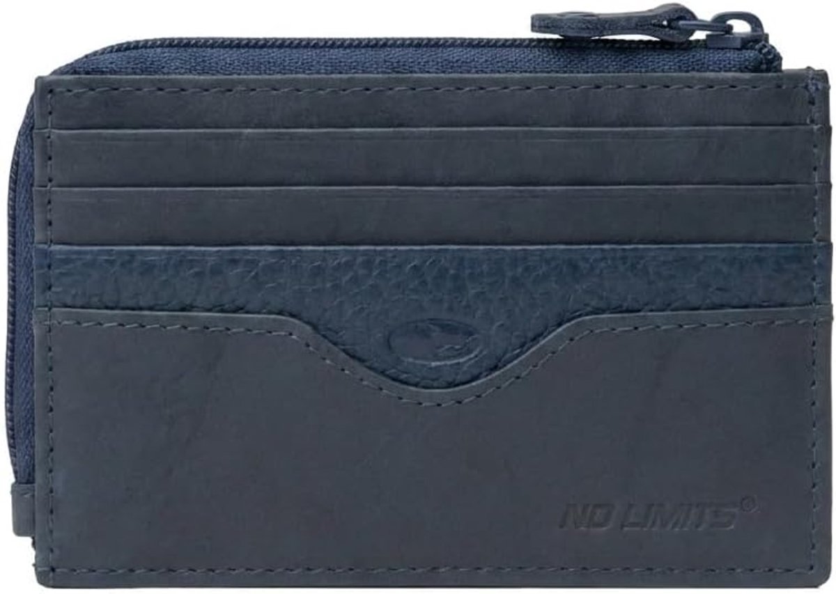 No Limits Slim portemonnee voor heren en dames, van echt leer, creditcardhouder met 12 vakken en ritssluiting, met - ShopVlot