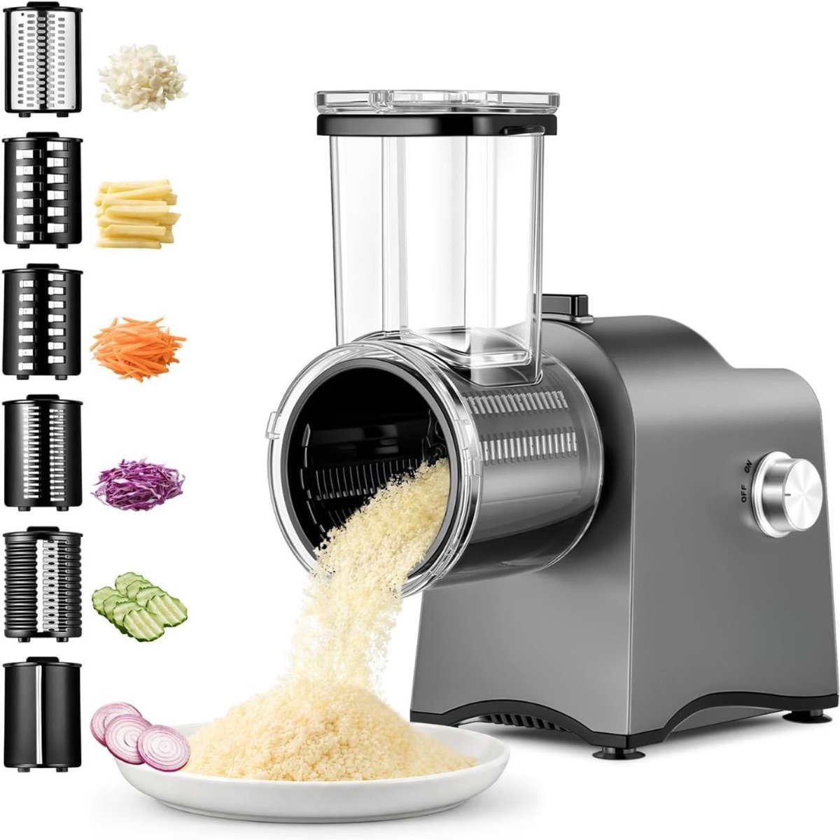 JCP® Groentensnijder Electrisch - Groentesnijder - Multifunctioneel - Zilver - 29cm x 14cm x 28cm