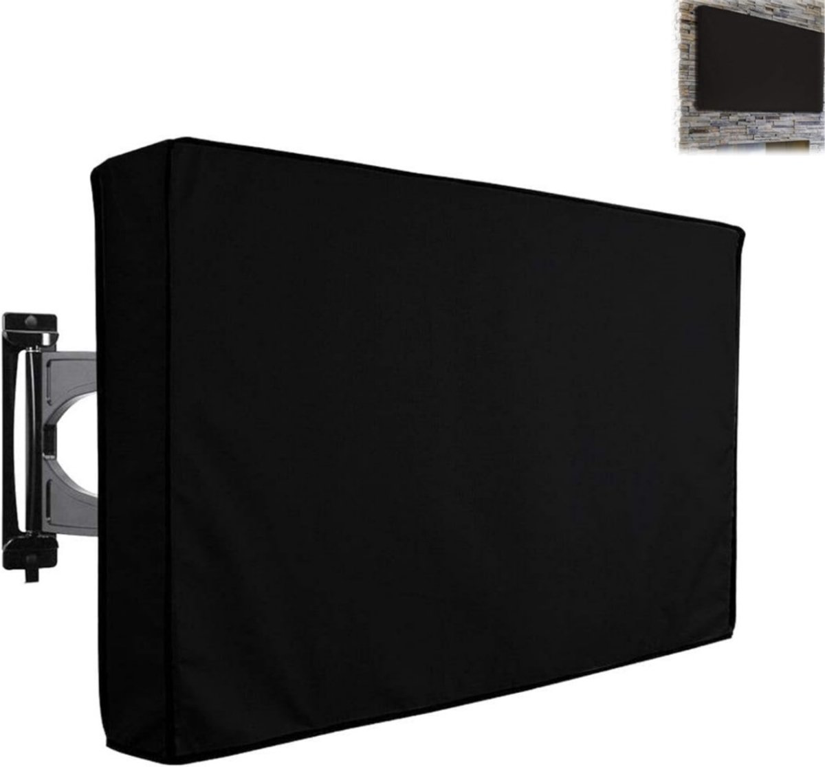 1 stuk - TV-beschermhoes - TV-beschermhoes voor buiten - Waterdichte en winddichte hoes voor flatscreen-tv's - Stofhoes van Oxford-stof 420D - 56 cm * 61 cm TV-stofhoes - Geschikt voor LCD/LED/OLED-tv's voor terras en buiten (zwart)