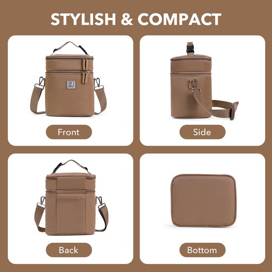 Brisby Koeltas 12 Liter - Lunchtas voor Werk & Onderweg - 2 Geïsoleerde Vakken - Inclusief 2 Koelelementen - Tot 10 Uur Koel - True Terracotta van Brisby — afbeelding 3