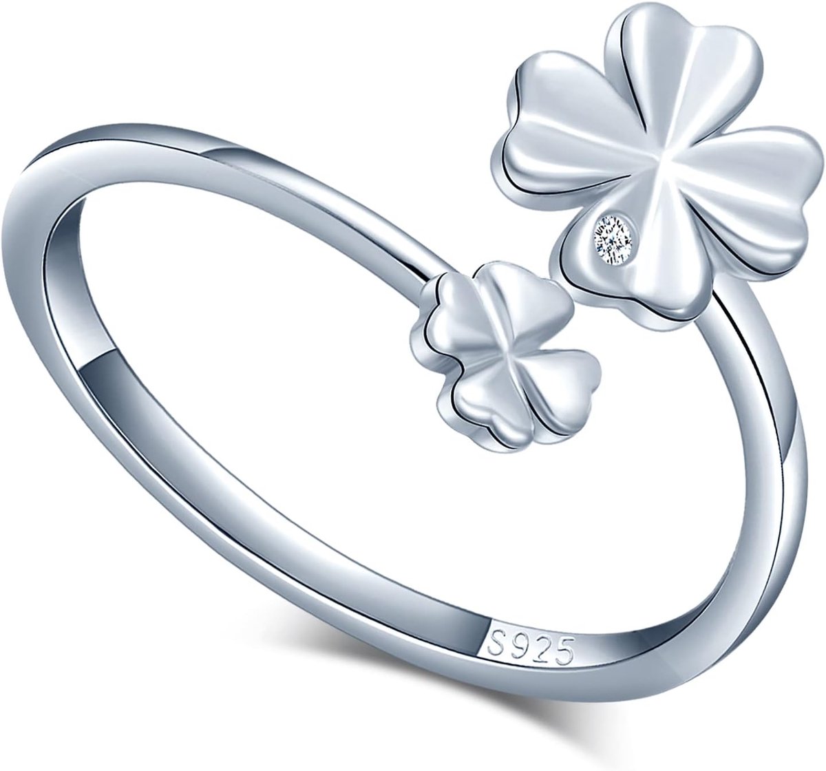 Ladies 925 Sterling Silver Clover Leaf Ring, Silver, - ShopVlot