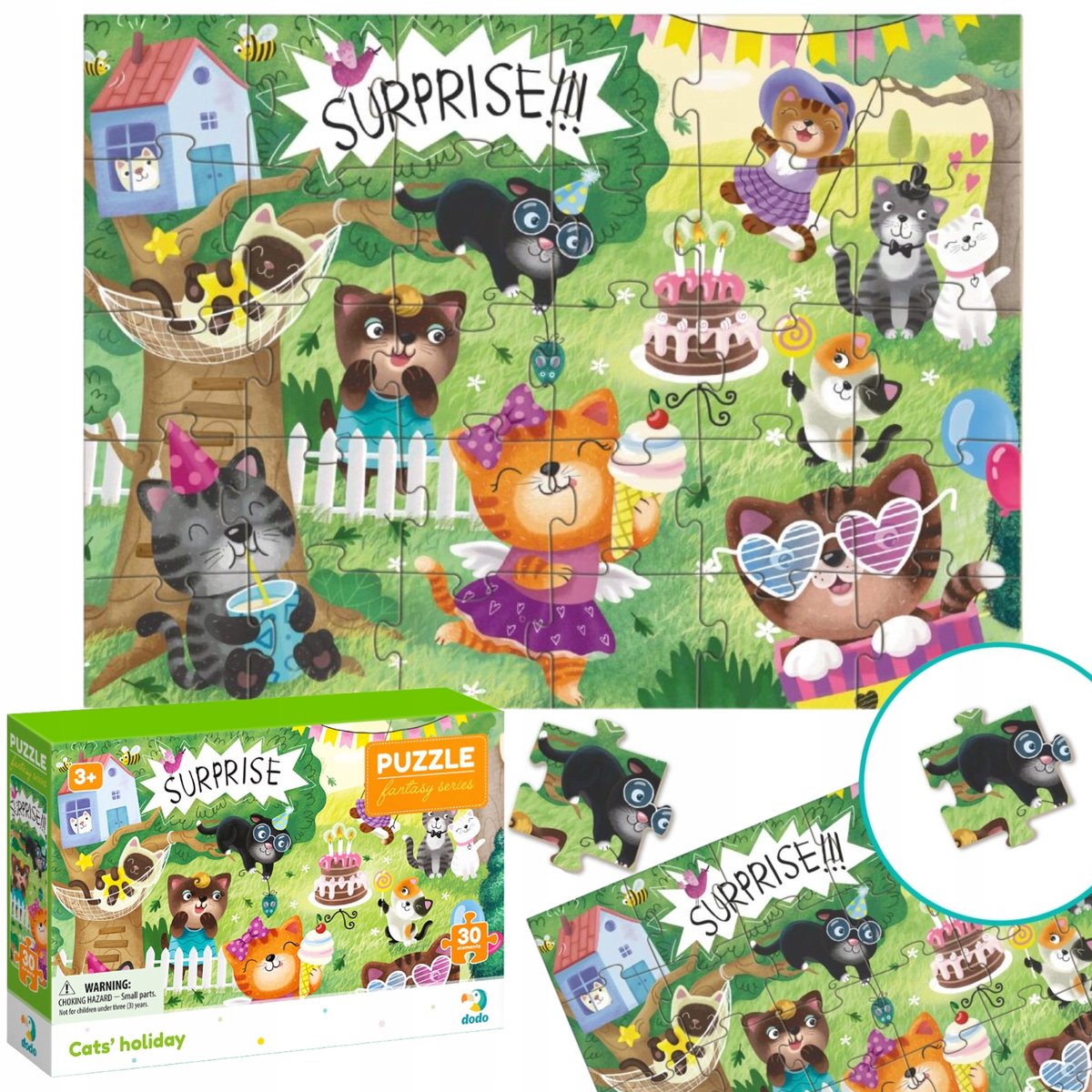 Merkloos Puzzel "Kattenvakantie" 30 Stukjes Kleurrijk Kinderspel