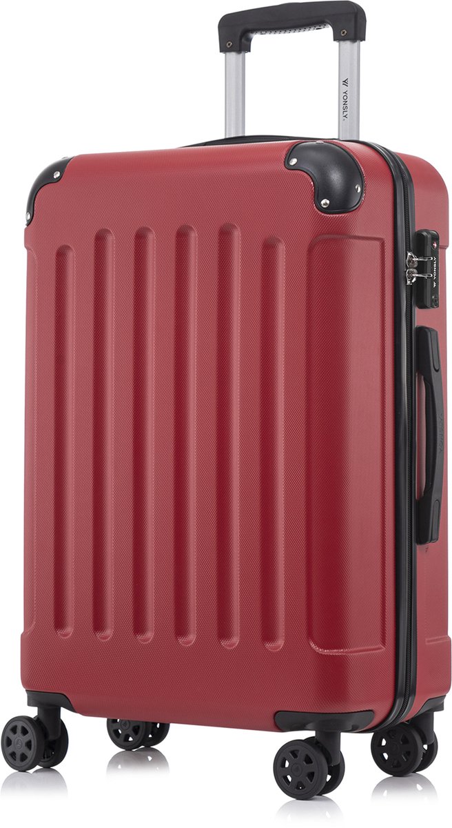 YONSLY Handbagage Koffer - 66cm - 66 L - TSA Slot - 360° Draaibare Wielen - Trolley - Rood