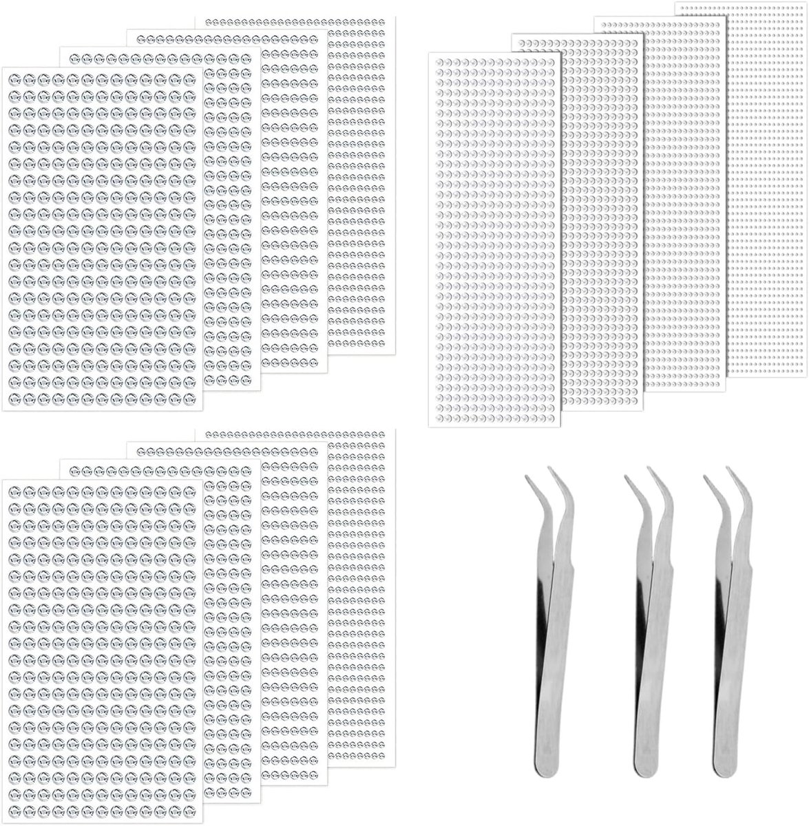 8 Acryl Diamantstickers, 4 Parelstickers En 3 Pincetten, Handgemaakte Doe-Het-Zelfaccessoires Voor Kinderen - ShopVlot
