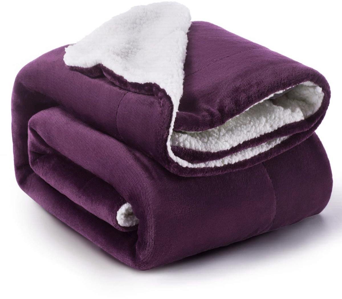 Ceruzo Sherpa Fleece Deken 150x200 cm - Pruim Paars - Zachte Plaid - Wasbaar 30°C