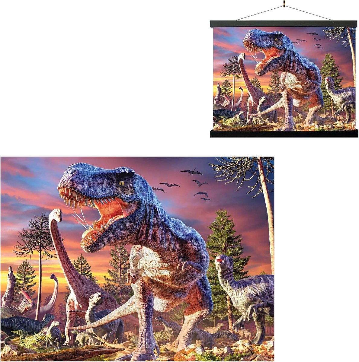 3D Dinosaurus Poster - Lenticulaire Kunstafdruk - Rex Aanval - Uniek decor voor elke kinderkamer - ShopVlot