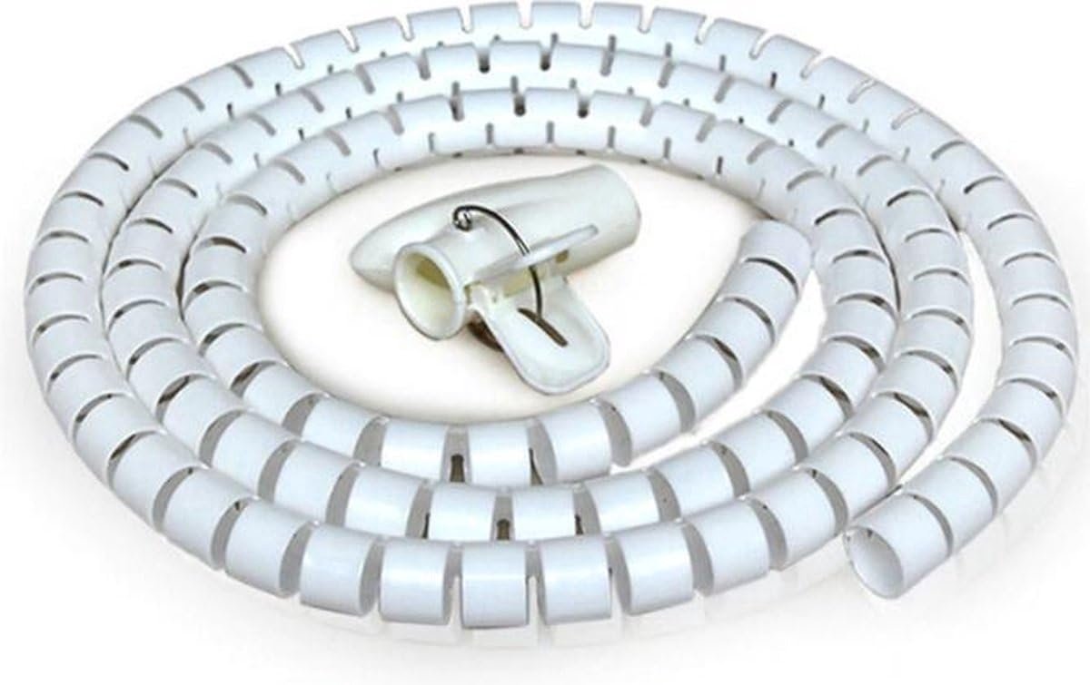 Narrow Spiral Cable Hose - Spiral Tape - Can be Cut to Size - Spiral Hose with Beading Tool - 10mm 2M - White- of Heble - ShopVlot