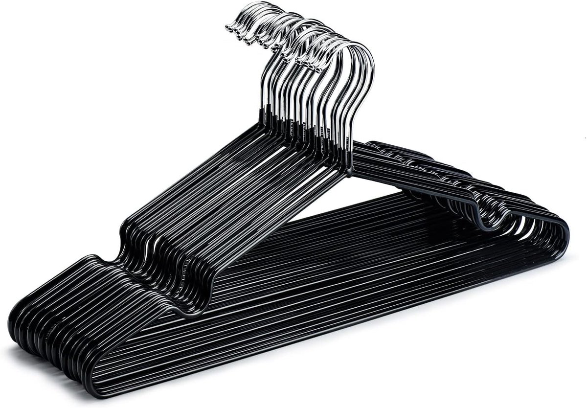 Kleerhangers 30 stuks - metaal zwart - draaibaar - antislip en ruimtebesparend - ShopVlot