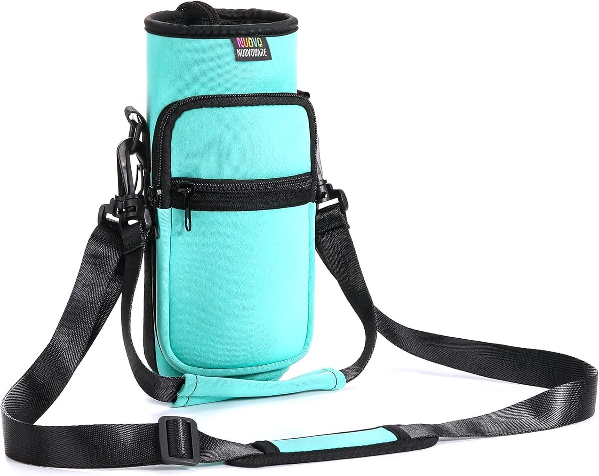 Flessenhouder 750 ml/1000 ml/1800 ml - geïsoleerde neopreen tas - schouderriem - ideaal voor wandelen - ShopVlot