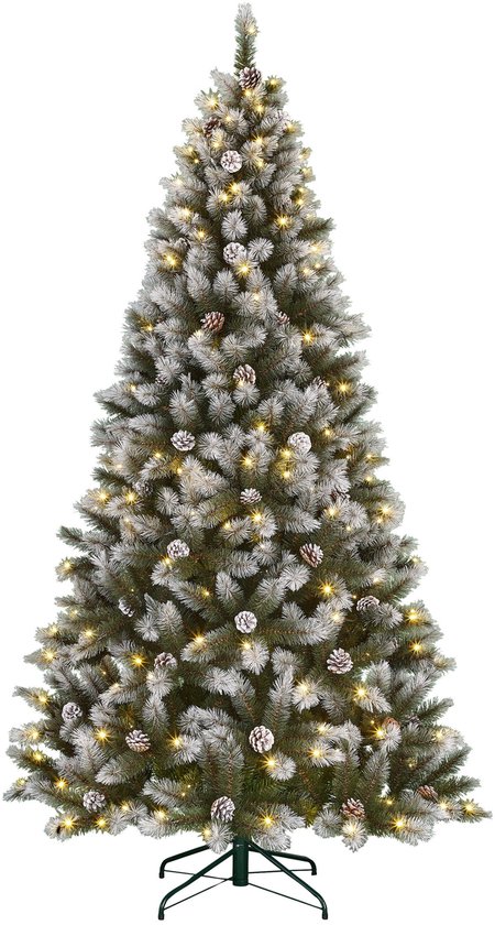 Black Box Trees Pittsfield Kunstkerstboom met 260 LED Lampjes - Kerstboom met Verlichting en Dennenappels - Kerstversiering voor Binnen - Scharnierconstructie - 230x122 cm - Groen