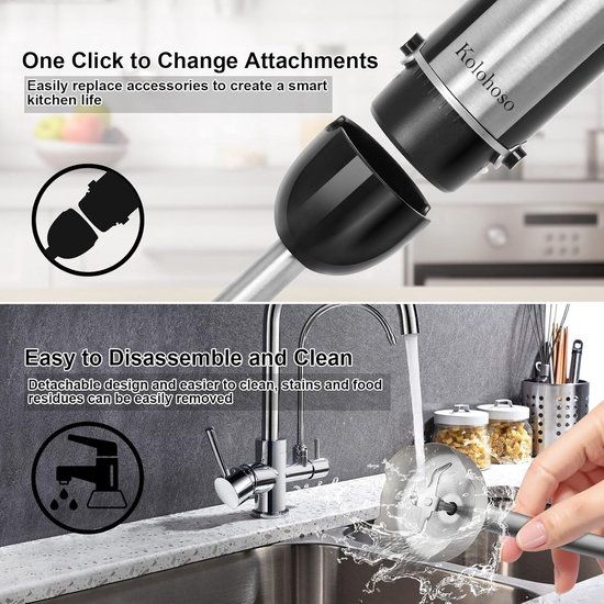 Staafmixer 1000W - Keukenmixer - Eten Bereiden - 20 Snelheden Turbo - Niet gespecificeerd - Zwart van Staafmixer 1000W — afbeelding 3