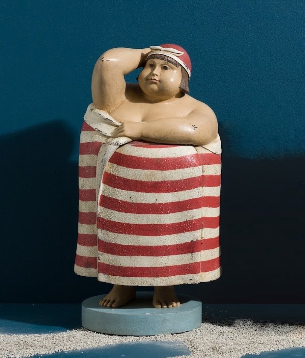 Dikke Dame Ladekastje rood/wit 19,7x16x35,5cm