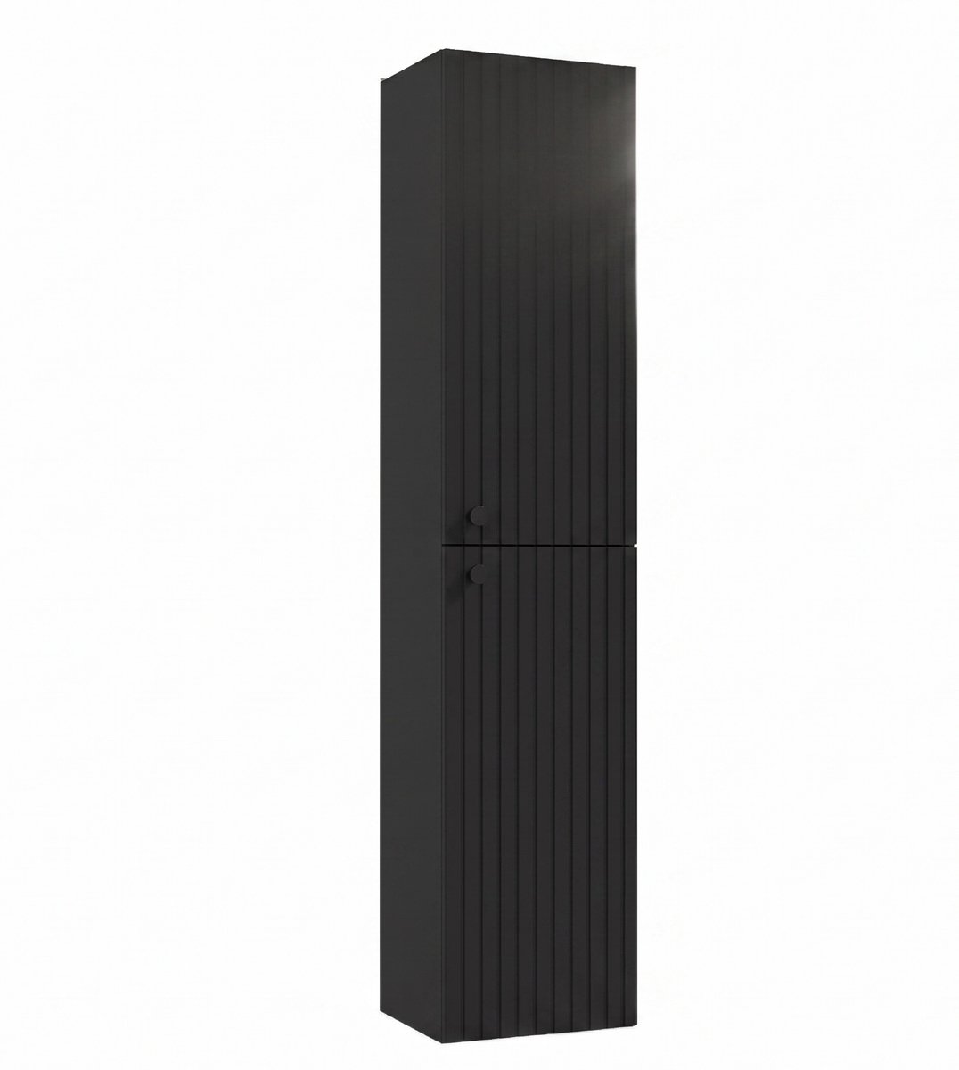Badplaats Badkamerkast Fargo 37 x 32 x 170 cm – Mat Zwart – Hangende Kolomkast met 2 Deuren