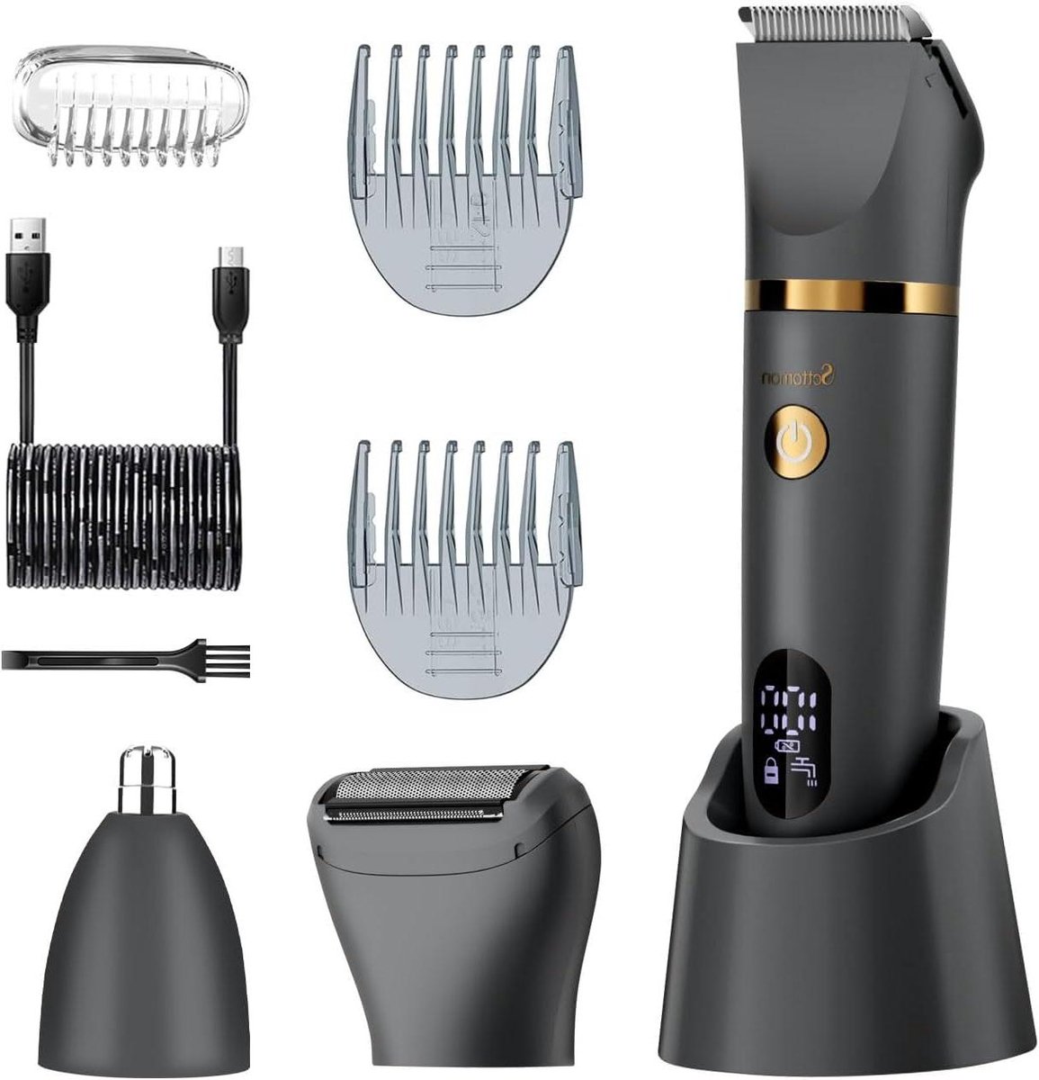 Lichaamstrimmer Heren - Body Groomer - Persoonlijke Verzorging - 3-in-1 Opzetstukken - 70 Min Gebruik - Zwart
