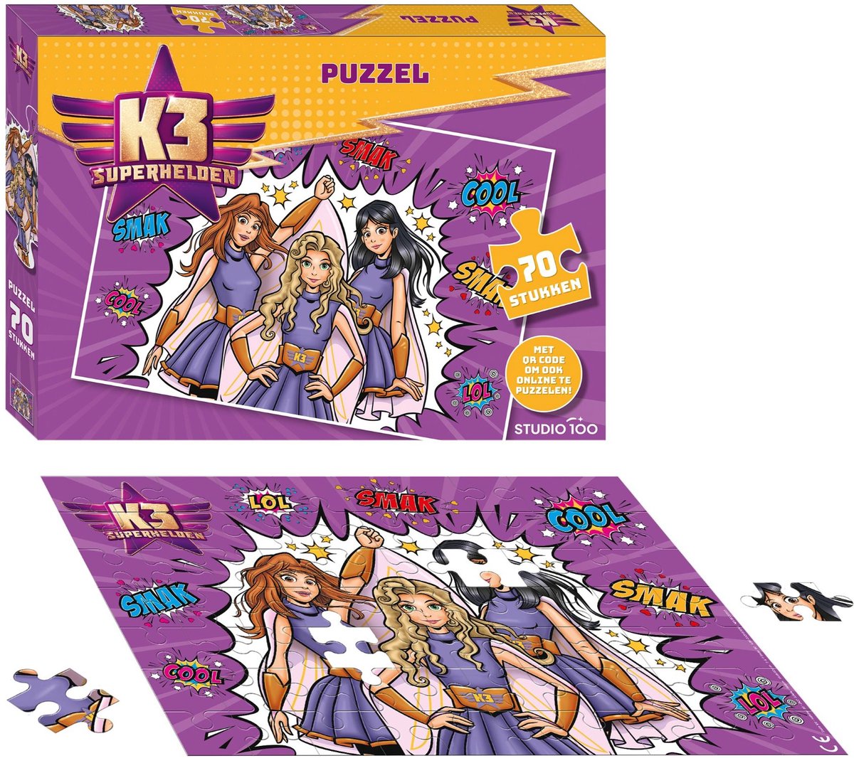 K3 - Puzzel - Superhelden - 70 stukjes - Met QR code om ook online te puzzelen — cadeau in Spellen & Speelgoed - foto 2