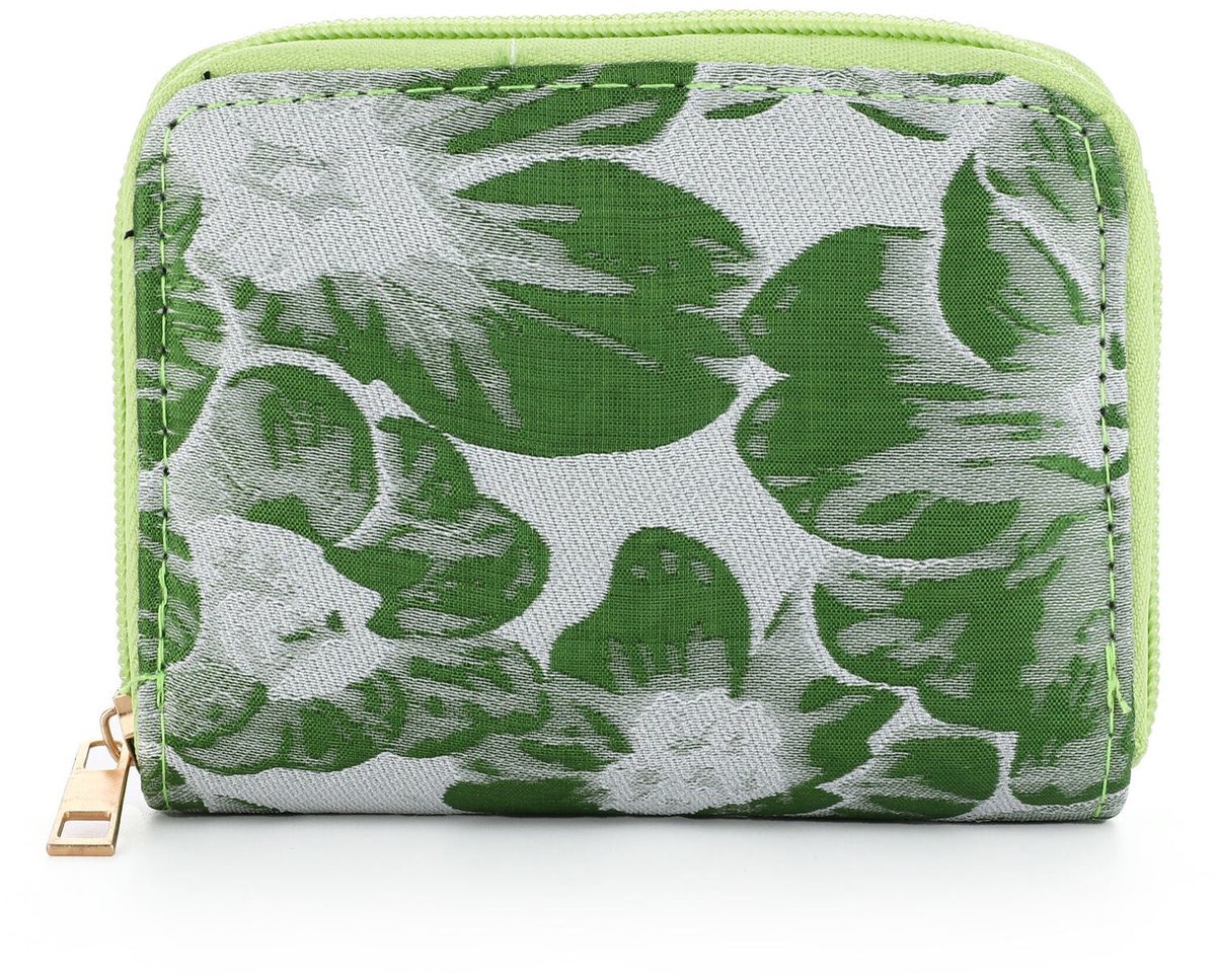 Sunset Fashion Portemonnee Blad groen wit 12x9cm