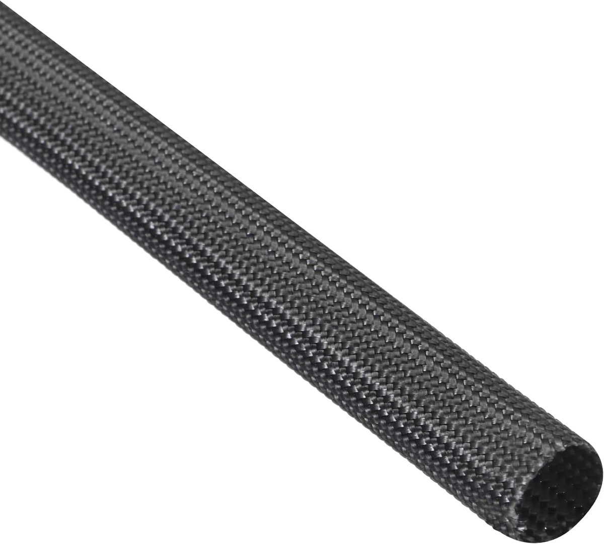 Isolatiekabelbescherming, 9,8 voet-8 mm hoge temperatuur glasvezelhuls zwart