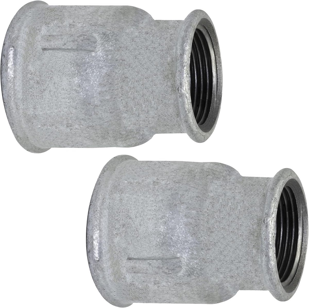 - C65095 - Set van 2 verloopstuk vrouwelijk/vrouwelijk 1/2'' x 3/8'' verzinkt - van gietijzer - buisschroefdraadaansluiting voor het vastschroeven - sanitaire verwarming
