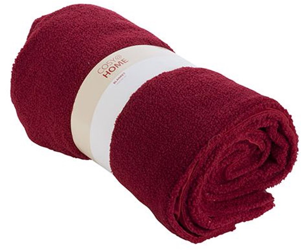 Cosy @ Home Plaid Wool Donkerrood 160x140xh,5cm Text