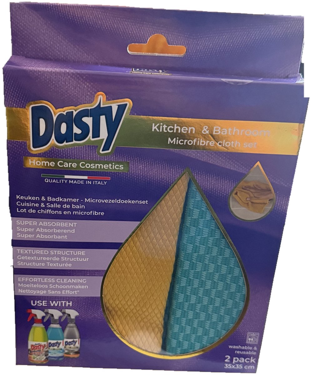 Dasty Microvezeldoeken Keuken & Badkamer - 2 stuks - 35x35 cm - Super Absorberend - Wasbaar & Herbruikbaar