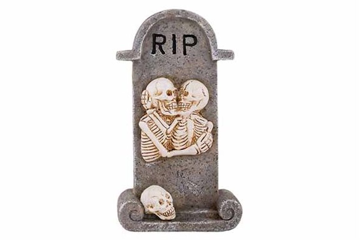 Grafsteen Skeletons Grijs 11x5,5xh19,5cm Polyresin