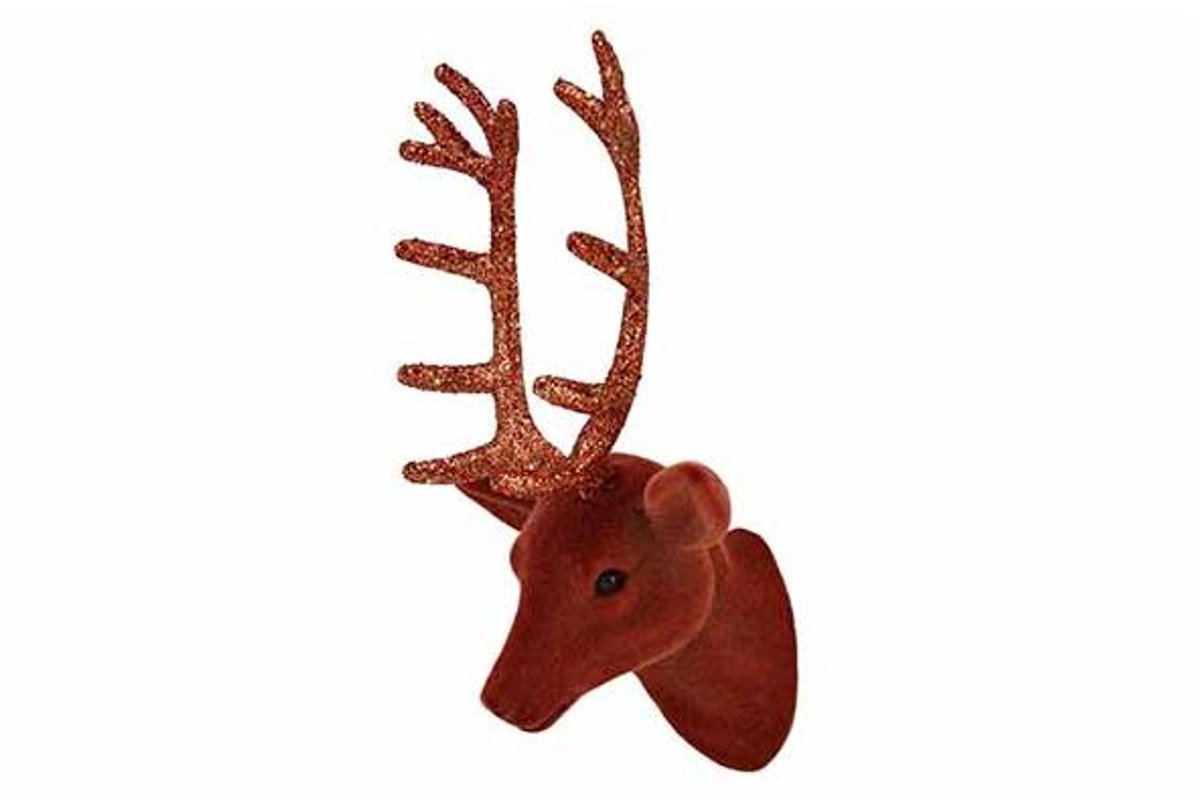 Hertenkop Hanger Flocked Terracotta 10x1 6xh20cm Kunststof