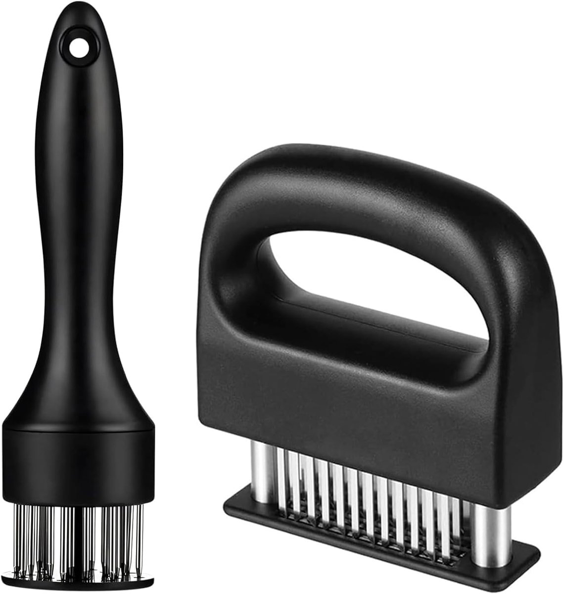 vleeshamer, roestvrij staal 304, 2 stuks | Meat Tenderizer schnitzelpers met 48 messen + 21 messen voor steak kip varken vis BBQ (zwart)