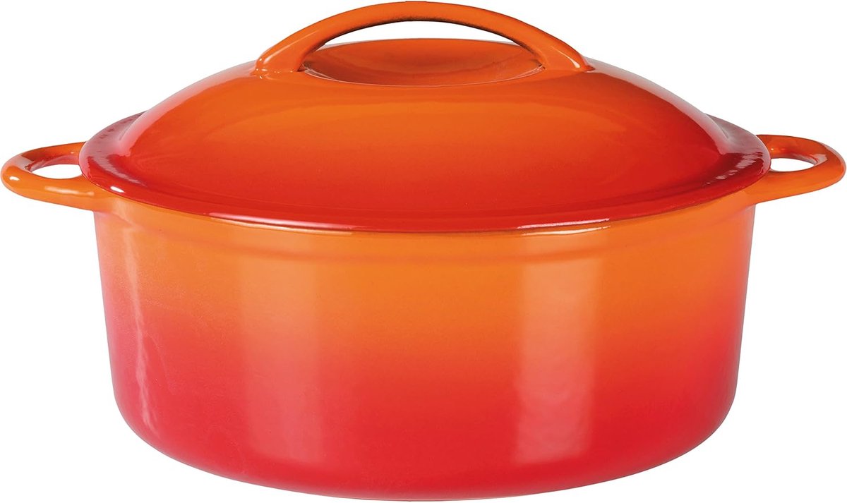 717243 Orange Shadow kookpan met deksel, gietijzer, oranje/crème - diameter 24 cm