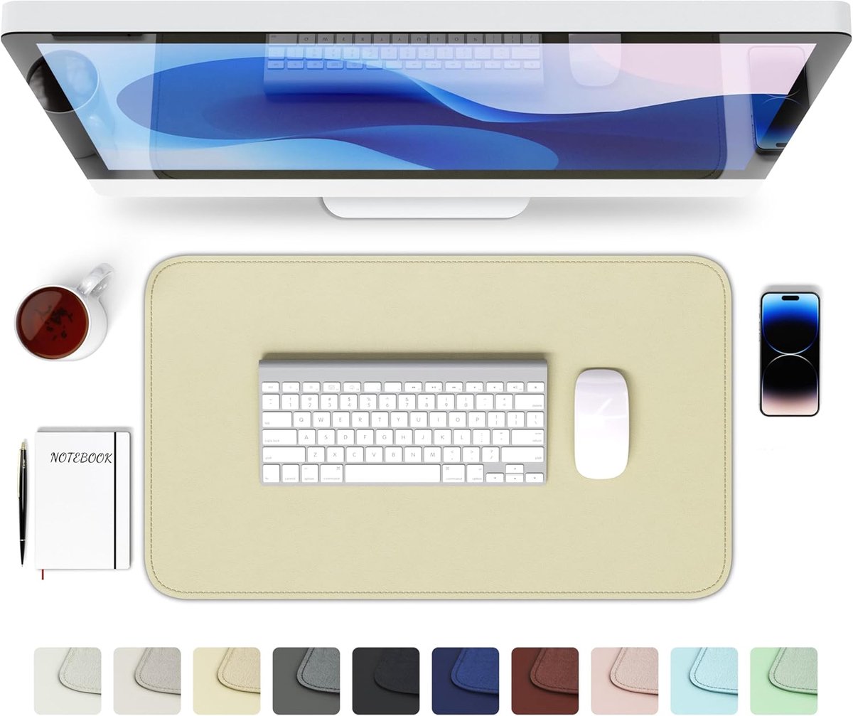 GOMIN Bureauonderlegger, 60 x 35 cm, PU-lederen muismat, waterdicht en antislip, groot laptop-tafelonderlegger - ShopVlot